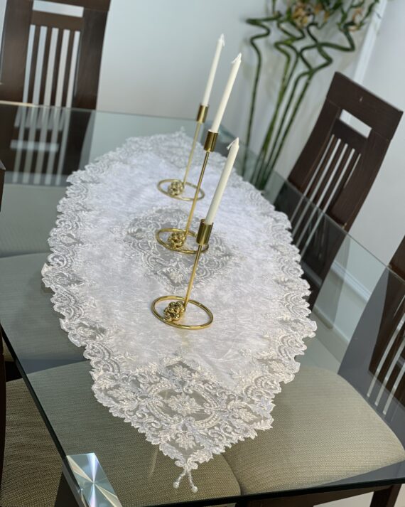 طقم مفارش مشكوك خرز ولولو 17 قطعة - أوف وايت