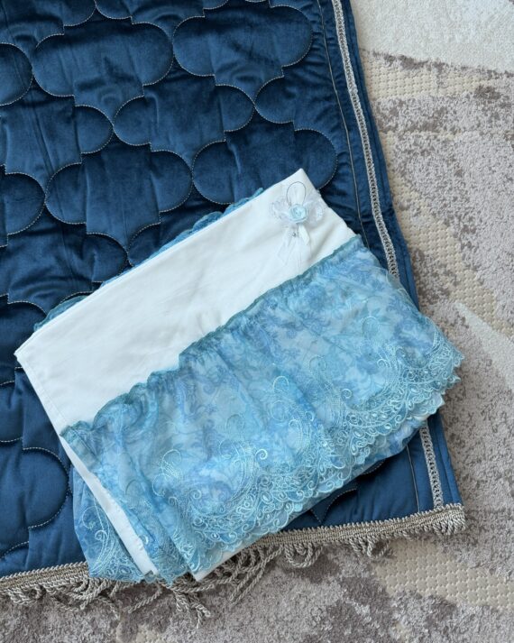 طقم صلاة من قطعتين - دانتيل أزرق