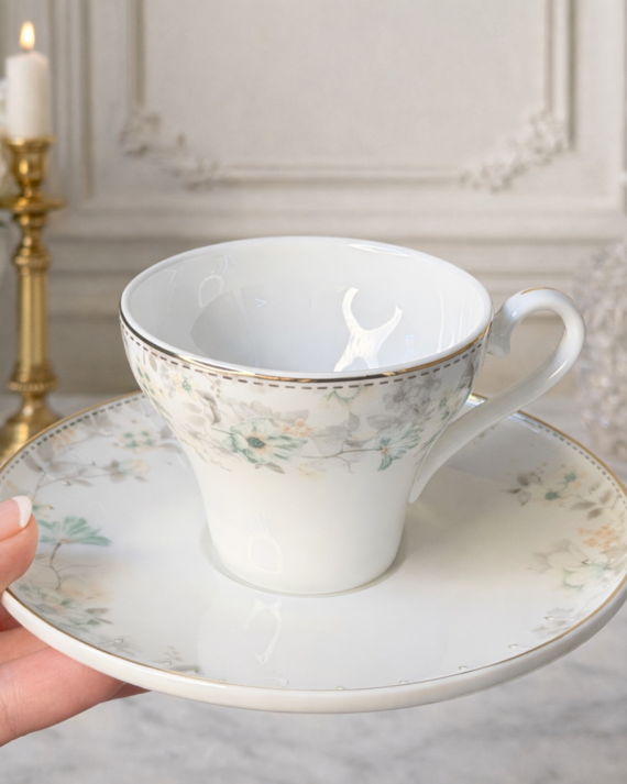 C عدد 6 فناجين قهوة مزينة بالورود الناعمة عالية الجودة