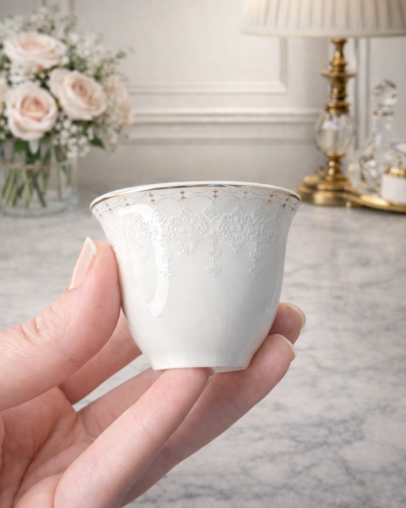 A مجموعة دانتيل - عدد 12 فناجين قهوة عربية